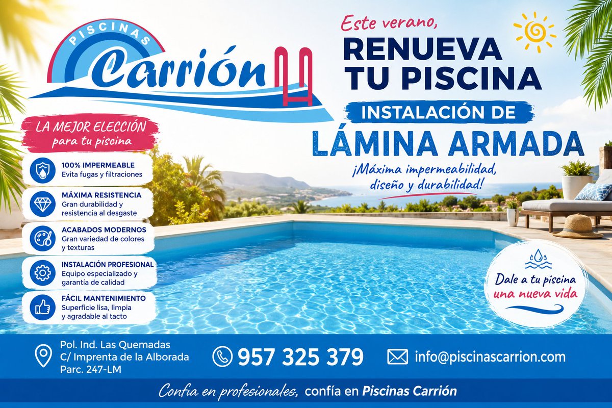 PISCINASCARRION's tweet photo. Este verano, renueva tu piscina. https://t.co/dlD6wzr4iu