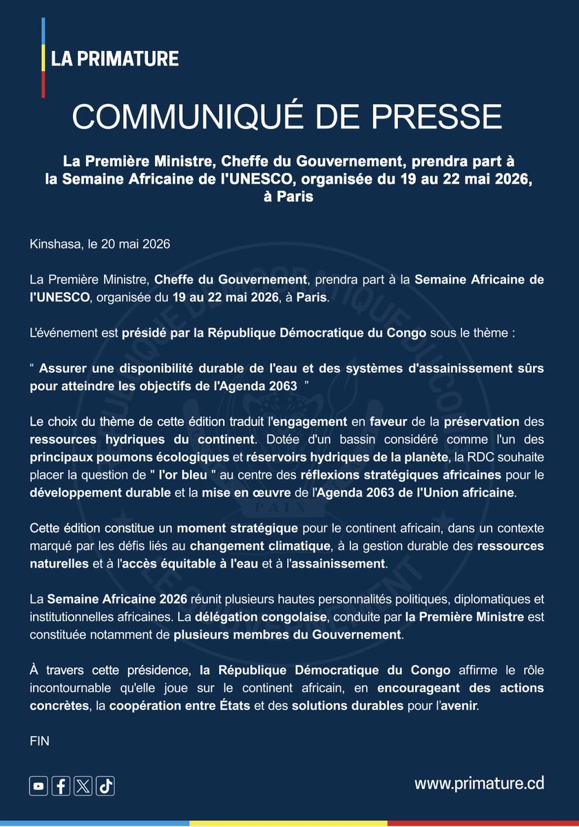 Primature de la République Démocratique du Congo tweet media