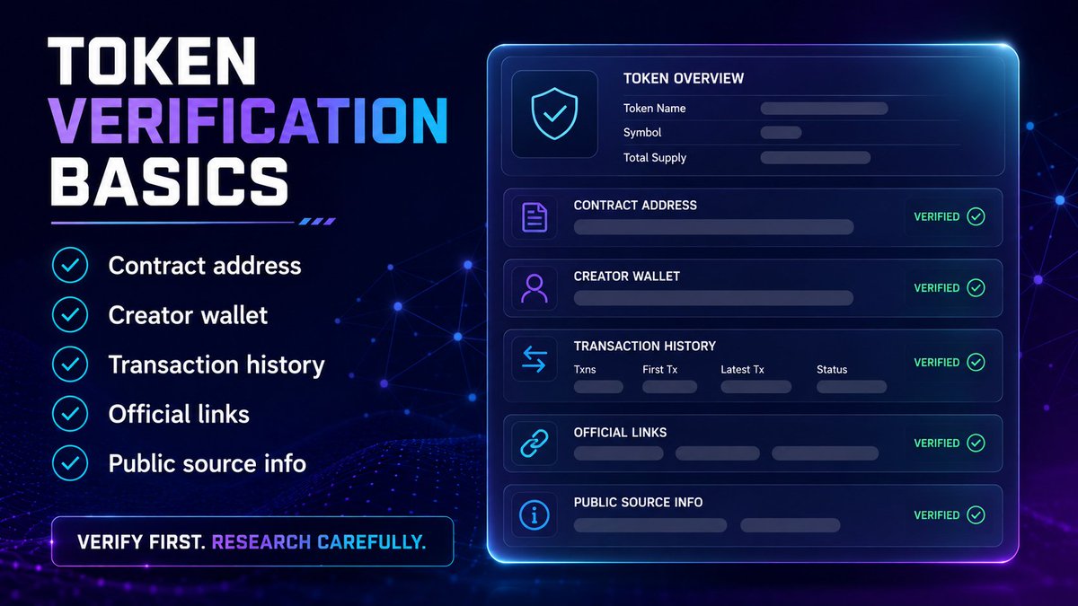 LmgxToken's tweet photo. Every token has public information that users can review.
Basic checks may include the contract address, creator wallet, transaction history, official links, and whether the source is publicly verifiable.

This is general education, not verification of any specific token. Always do your own research.
#TokenVerification #UtilityToken #CryptoEducation #BlockchainEducation