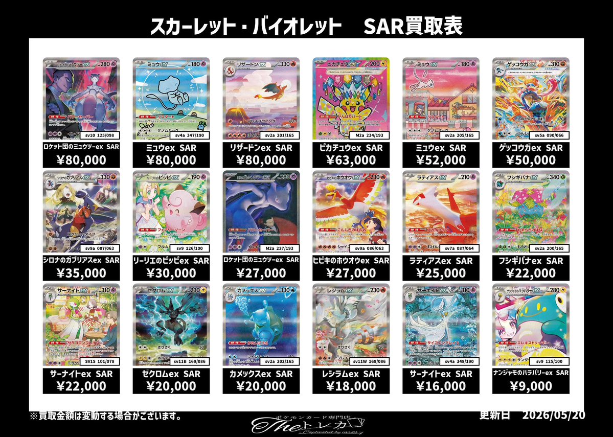 ✨スカーレット・バイオレット SAR買取✨ リザードンex SAR ¥80,000