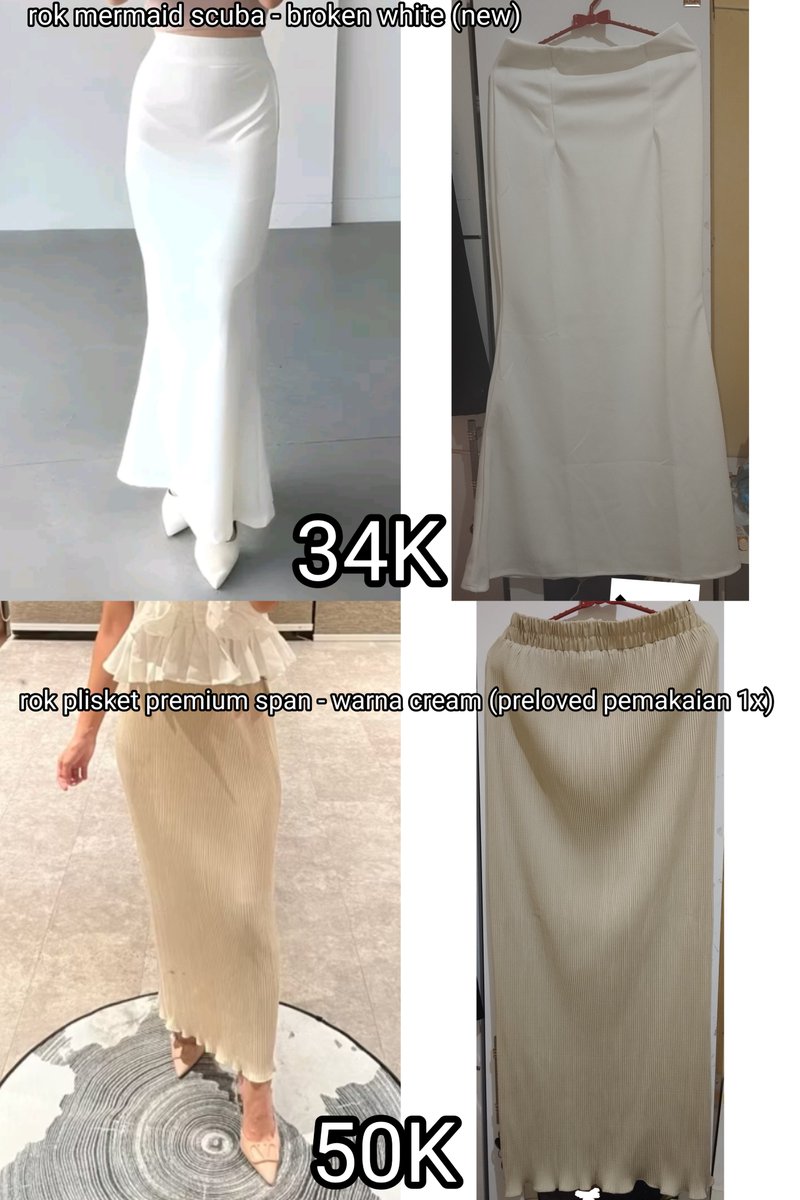 pureureunnn's tweet photo. wts rok mermaid scuba (warna broken white), masih baru - 💵 34K

wts preloved rok plisket premium span (warna cream), pemakaian baru sekali - 💵 50K

bisa co oren🍊 (split pay only) https://t.co/WEfyRPPgqX