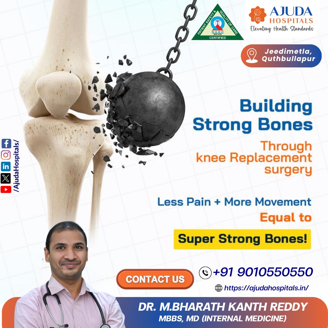 AjudaHospitals's tweet photo. #KneeReplacement #OrthopaedicSurgery #KneePainRelief #AjudaHospitals #Jeedimetla #Quthbullapur #JointPainTreatment #StrongBones #HealthyMobility #ArthritisRelief #KneeReplacementSpecialist #BestHospitalJeedimetla #PainFreeLiving #BoneHealth #WalkAgain #Orthopaedics #KneeSurgery https://t.co/z65blH4ab1
