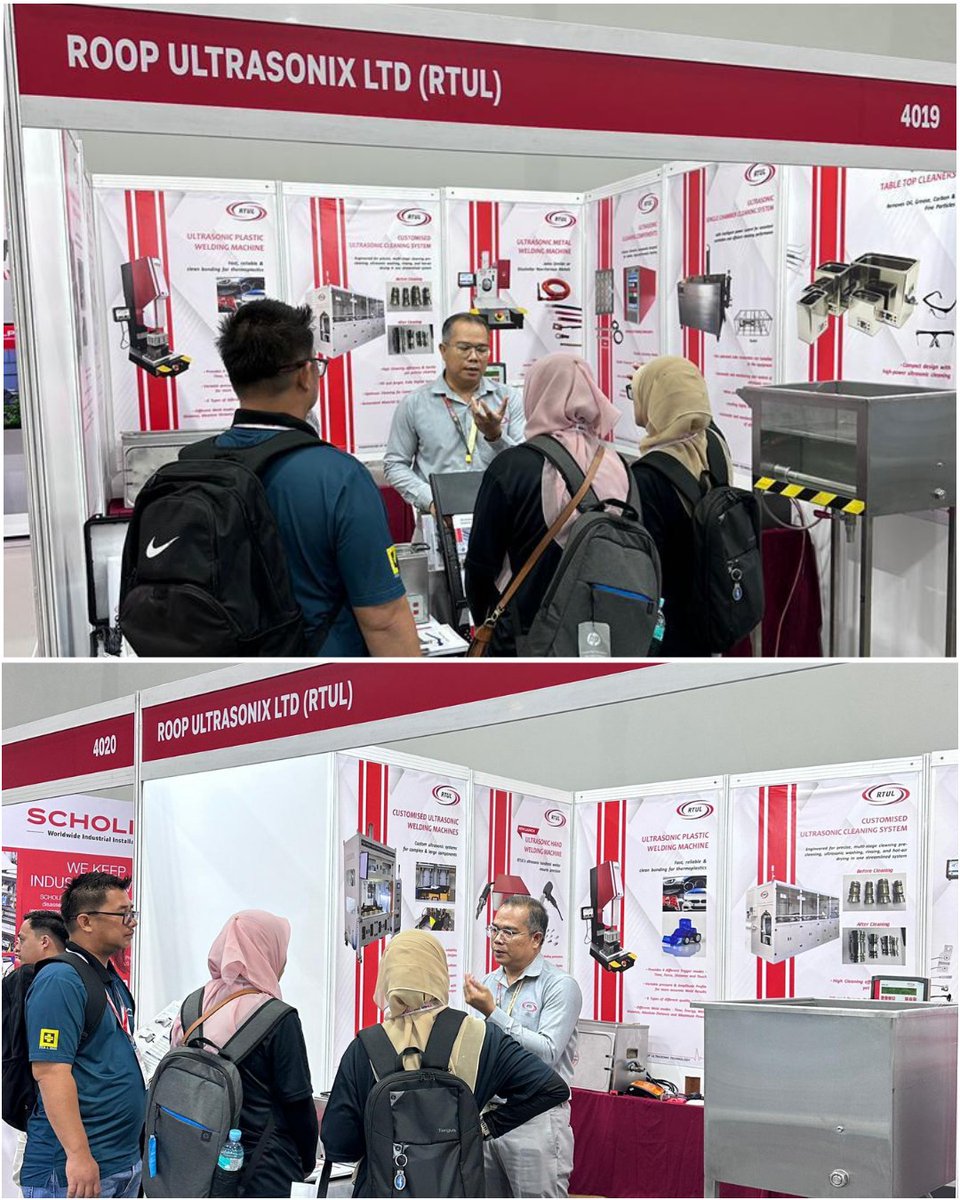 Rtul_group's tweet photo. Day 1 at METALTECH 2026 is Live! 🚀

Visit RTUL to explore advanced Ultrasonic Cleaning &amp; Ultrasonic Welding solutions for modern manufacturing.

📍 Hall 4 | Booth 4019
📅 20–23 May 2026
📌 MITEC, Malaysia

#Metaltech2026 #RoopUltrasonix #UltrasonicTechnology https://t.co/P2mnZDaeEN