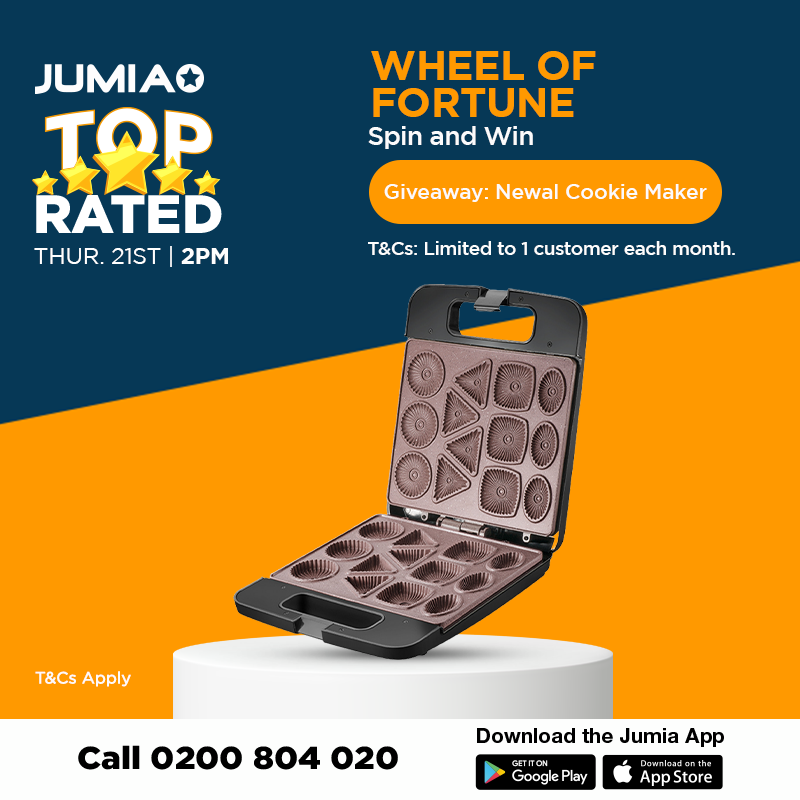 Jumia_UG's tweet photo. Spin to win a FREE Cookie Maker! 🎡🍪

The Wheel of Fortune is back tomorrow at 2 PM sharp on the Jumia App! Set your alarms and don't miss out. ⏰✨ https://t.co/DF8HCGhcv5