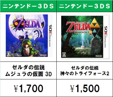3DSセット ゼルダの伝説 ムジュラの仮面 3D 神々のトライフォース２ ゼルダの伝説ムジュラの仮面3D」「ゼルダの伝説神々のトライフォース2