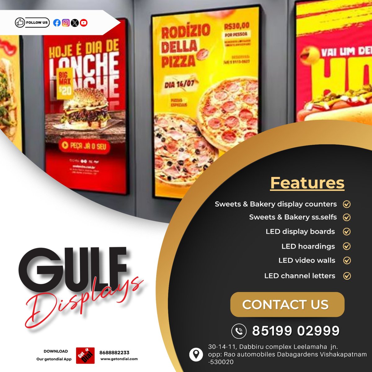 getondialapp's tweet photo. Premium Bakery &amp; Sweet Shop Display Solutions in Visakhapatnam - Gulf Displays now listed in Visakhapatnam

#SweetsDisplayCounters #BakeryDisplayCounters #LEDSignBoards #LEDVideoWalls #ShopBranding #RetailDisplaySolutions #SweetShopInteriors 
https://t.co/ZsBFGCUVNZ https://t.co/1qFJqSprfa