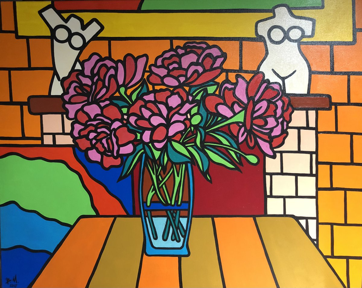 KobzarArt's tweet photo. Oil painting "Peonies" by Vadym Mykhalchuk features a bold, stylized depiction of peonies in a vase, set against a geometric and vividly colored background...
Link: https://t.co/5nBEbigXys
#StillLife #KobzarArt #painting #flowers #art #artforsale #popart https://t.co/jpVO2BA2Er