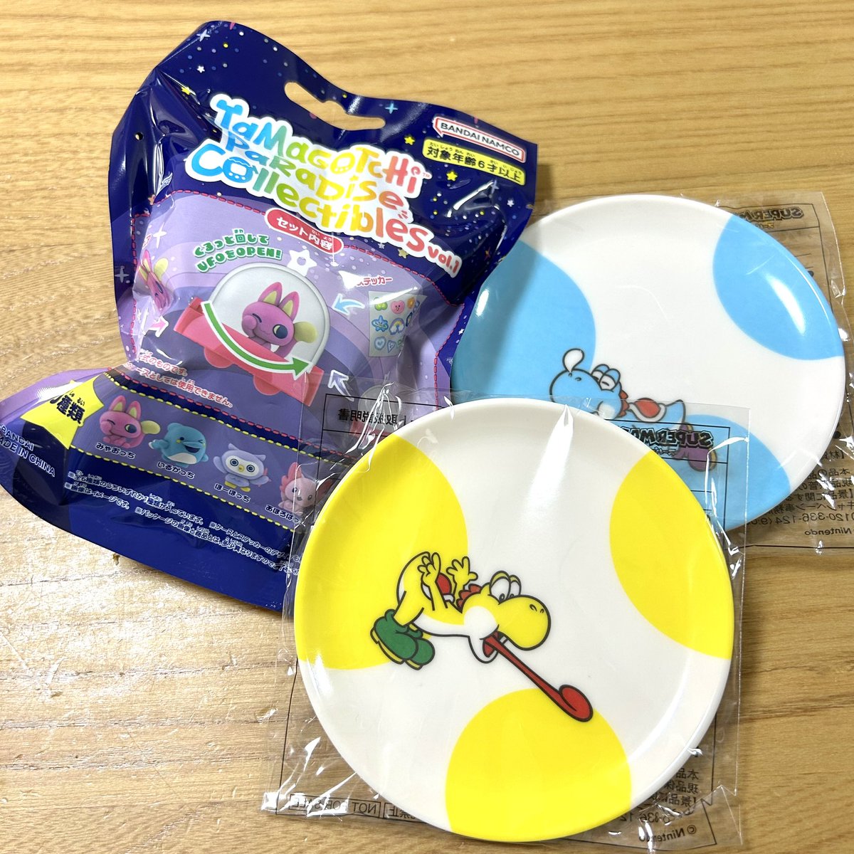ファミマでヨッシーのお皿ゲット☺️（緑色はもうなかった…） あとレジ