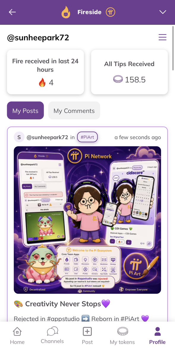HanBam_Pi's tweet photo. 💜 Rejected Once. Still Creating.💜

🎨 Back again in #PiArt 💜

Rejected once in #appstudio,  
but creativity doesn’t stop.

So I brought it back to where Pi art and creativity still shine. ✨🚀

@PiCoreTeam 
@PlayCiDi @asher_cidigames 
@PiSuperChain @coffeedosa 

#PiNetwork #PiArt #PiEcosystem #Pioneers #BuildOnPi #CreateOnPi #Web3 #DigitalArt