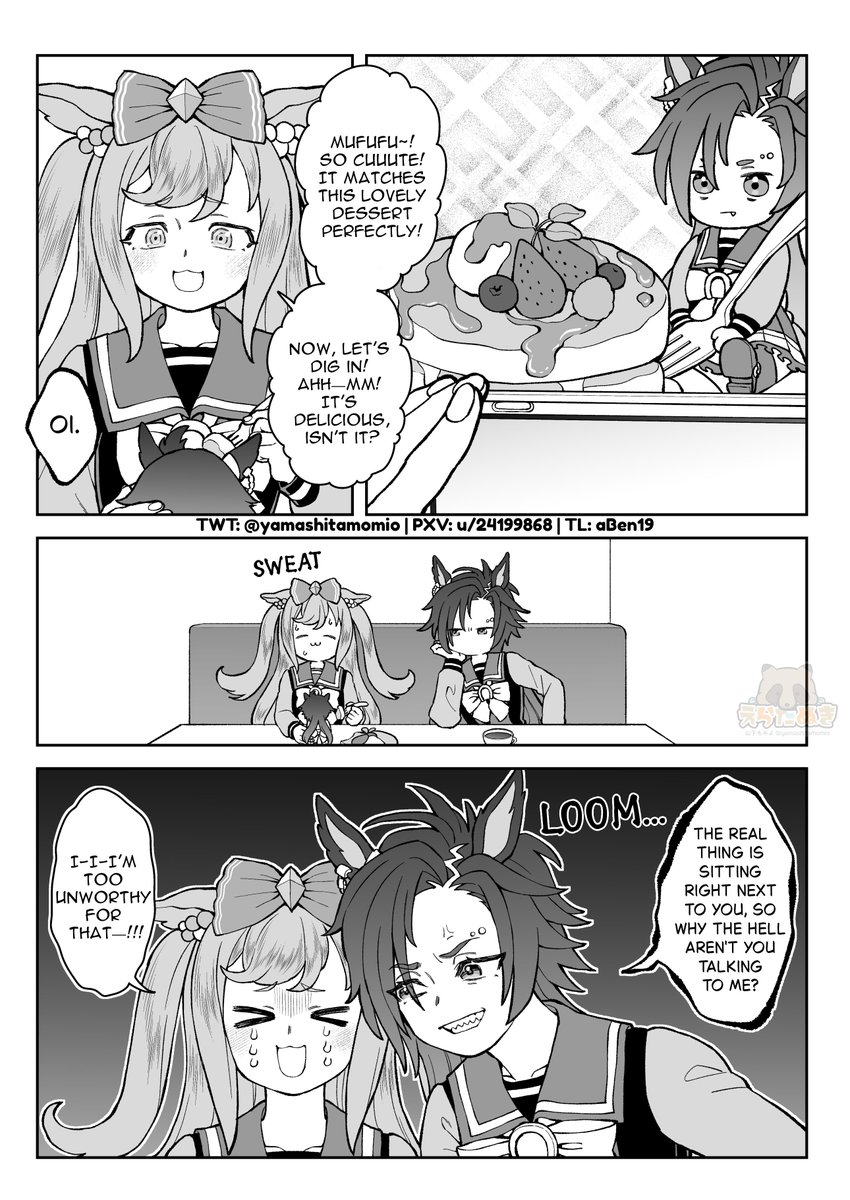 a_ben19's tweet photo. Plushie Outing with My Oshi
English Translation

#ウマ娘 #アグネスデジタル #エアシャカール #ウマ娘英訳 #Umamusume #UmaTranslations https://t.co/wveqnhPfyI