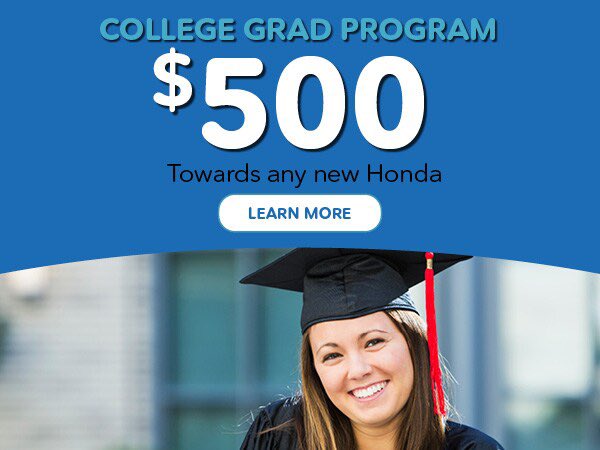 PiazzaHonSpring's tweet photo. College grads this one is for you! Get $500 towards any new Honda. Visit us today to learn more and find your dream Honda.
 
#honda #newcar #collegegrads https://t.co/Yt6EEglh00