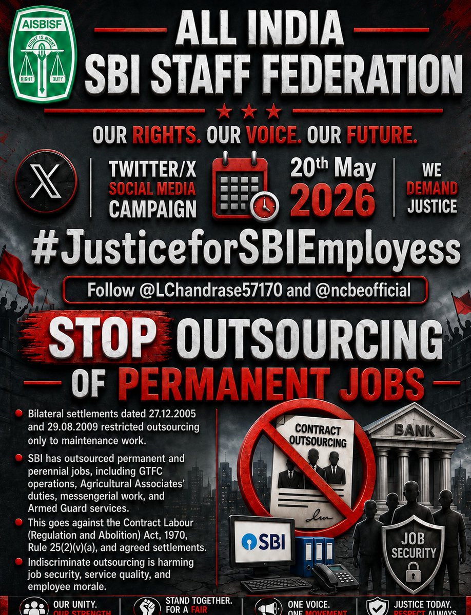 Ponnarusu's tweet photo. #JusticeforSBIemployees
@CLCMOLE
@DFS_India
@PMOIndia
@nsitharamanoffc
@ncbeofficial https://t.co/KMhkDfMlou