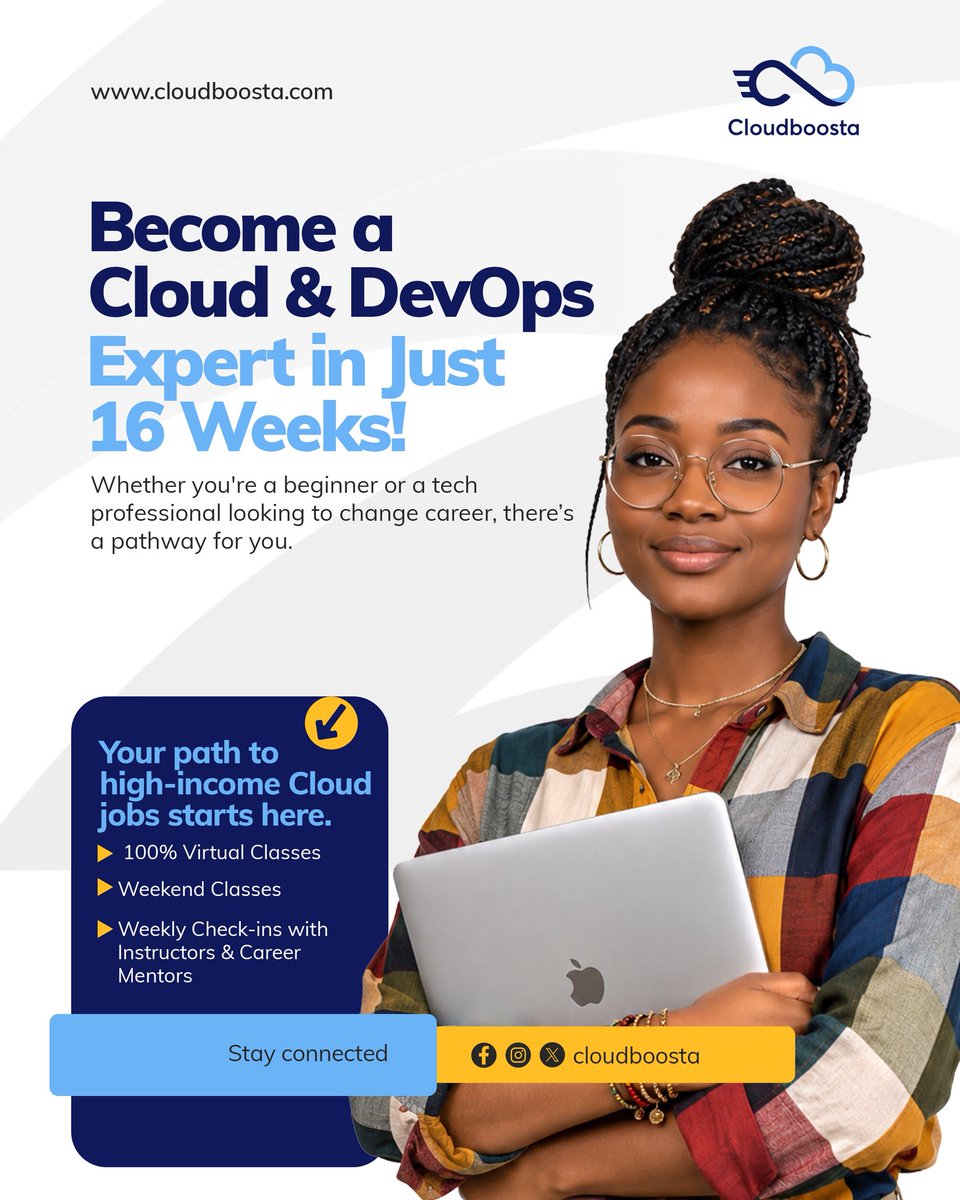 cloudboosta's tweet photo. Cloud and DevOps is the skill to go for.

If  it’s s your dream career but you don’t know where to start, here’s your sign.

Start with our 16-week practical  program.

Comment “DevOps” to learn more!

#clouddevops #devopscareer #DevOpsTraining https://t.co/yPKixIwz3y