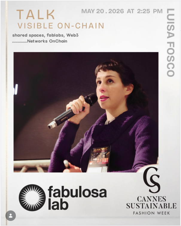 fabulosalab's tweet photo. Today we will join the hybrid round table Visible Mend  ::: Shared Spaces, UpcycLE, Networks on Chain at Cannes Sustainable Week, @luisafosco will share experiences on web3 and regenerative systems applied to creative industries. DM for the session link. https://t.co/zyZ5ciRqTd