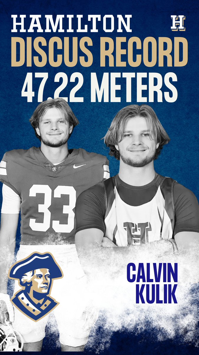 HamCollFootball's tweet photo. Congratulations to Calvin Kulik on breaking a 39 year old Discus record last week at the AARTFC Championship! https://t.co/zMLMLI0MZs