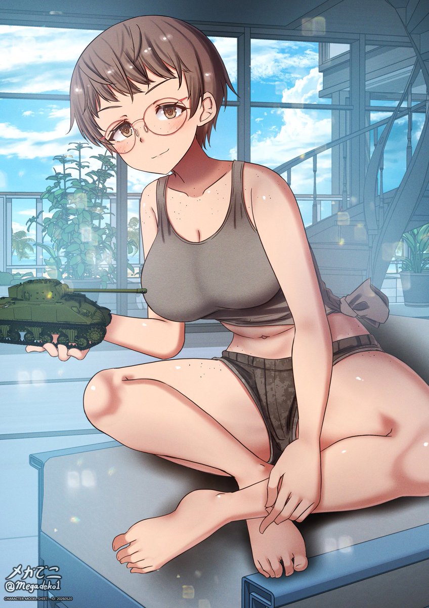 #ガルパン版深夜のお絵描き60分一本勝負
#ガルパン版深夜のお絵描き60分一本勝負_20260520

お題 「ナオミ」
メガネナオミ☆

Theme: Naomi
Naomi with glasses 