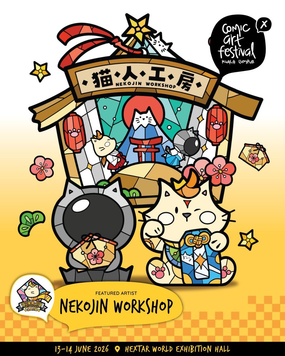 caf_kl's tweet photo. CAFKLX's next Featured Artist is Nekojin Workshop!

Founded in 2019, Nekojin Workshop is a Malaysia-based IP character brand centered around an expanding universe of original feline characters, including the Little Cat Prince, the Catronaut, and a constellation of cat-themed planets. 

The brand is known for its signature stained-glass-inspired art style, where light and color come together to create a sense of warmth, storytelling, and emotional connection.

#cafklx