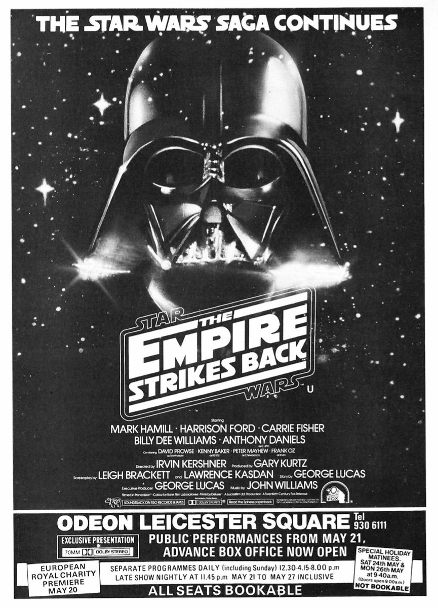Mag1cH0ur's tweet photo. On this day, May 20th, 1980, THE EMPIRE STRIKES BACK held its Royal Charity Premiere at the Odeon, Leicester Square, in London, before opening to the public the day after.. https://t.co/mRYhLoks2d
