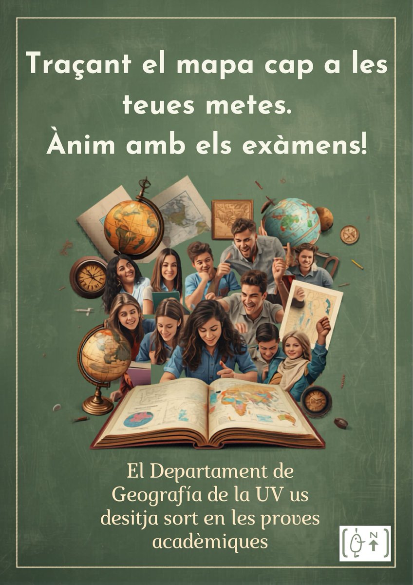 depgeo_uv's tweet photo. 🧭 Traçant el mapa cap a les teues metes. Ànim amb els exàmens! 🗺️📚

Des del Departament de Geografia de la @UV_EG - @FacGeoiH volem desitjar-vos molta sort en aquestes setmanes de proves. Que la vostra brúixola us guie cap al millor resultat.

Confieu en el vostre esforç! 💪🚀 https://t.co/5Nmr9icTdm