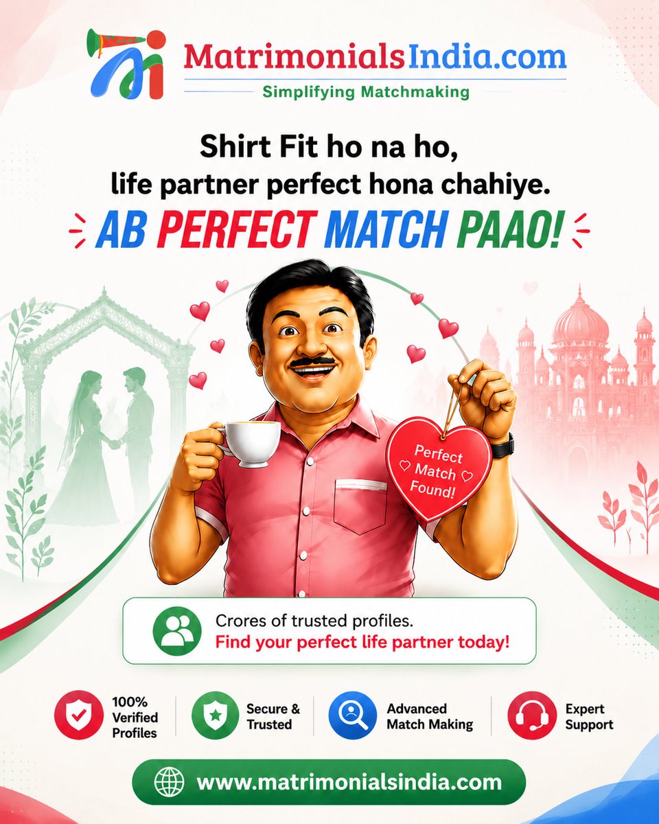 OnlineMATRIMONY's tweet photo. Find the One Who Fits Your Heart

💑 Verified Profiles
🔒 Secure Matchmaking
❤️ Genuine Connections
📱 Easy Partner Search
🤝 Trusted Matrimony Platform

🌐https://t.co/eYzNtWmfAg

#MatrimonialsIndia #PerfectMatch #LifePartner #TrustedMatrimony #Matchmaking #Shaadi #WeddingGoals https://t.co/N2egBqrplK