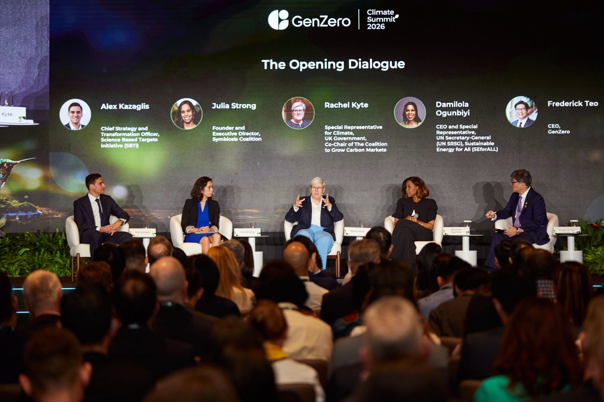 DamilolaSDG7's tweet photo. Honoured to be part of the opening dialogue of the GenZero Climate Summit 2026 alongside @rkyte365, @AlexKazaglis, Frederick Teo and Julia Strong.

We discussed the global #climate ecosystem and how to move conversations toward accelerated climate progress. https://t.co/P4NPQ1JDiU