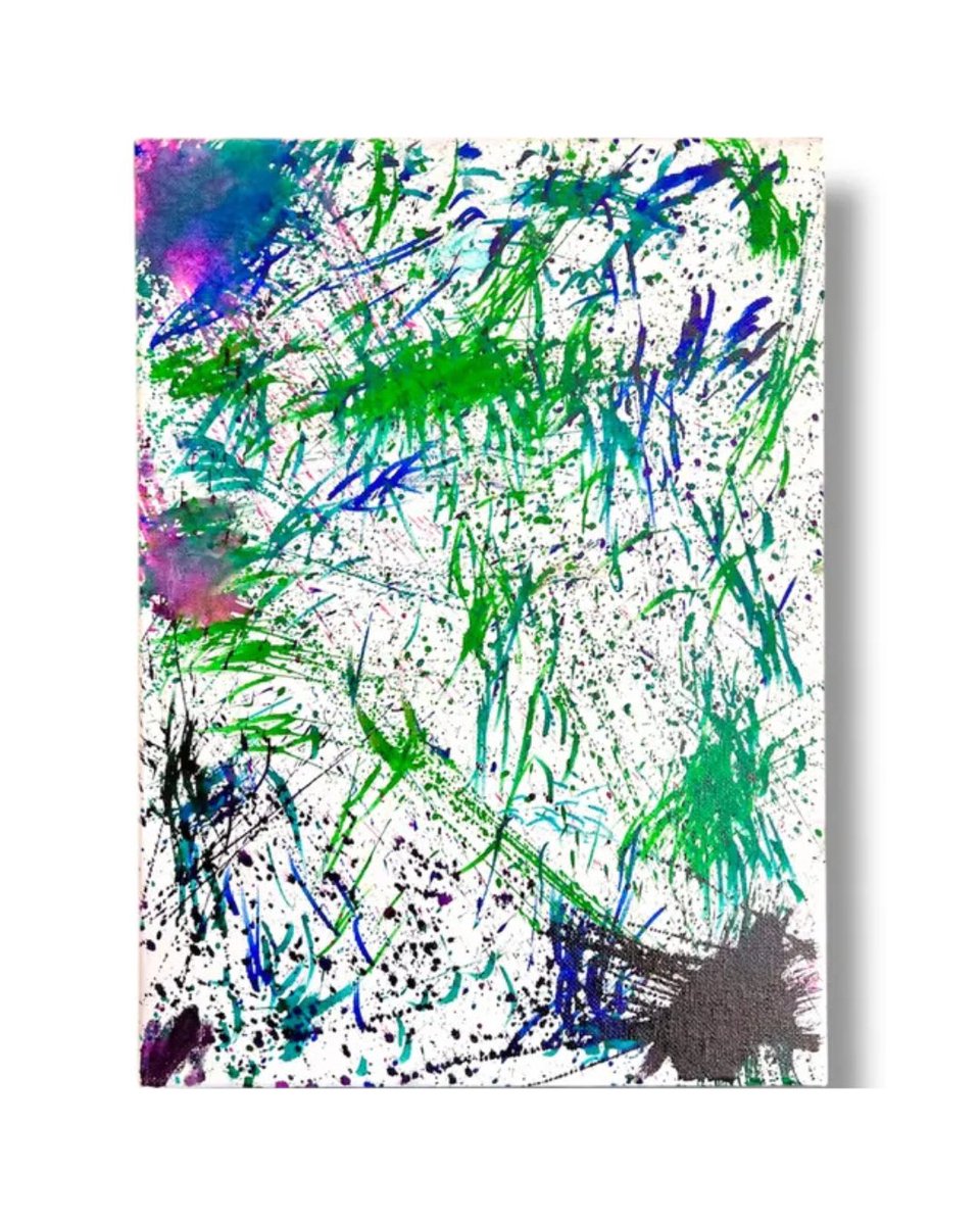 ARTELIER_OA's tweet photo. @ARTELIER_OA👈数千点のアートに出会おう！

🎨作品紹介🎨

タイトル：Green and Blue

アーティスト：Luka Kai Morris

アーティストコメント：2025年9月18日、学校から帰宅した後、
この日はママに買ってもらった沢山の小さなキャンバスに絵を描いていました。
小さなキャンバスだと描き足りない様子だったので、ママがF4サイズのキャンバスを渡してみたら、
“このサイズを待っていたんだ！”と言わんばかりの勢いで、素早く描いていました。
この作品はその時のものです。

発送の際は、吊り紐と吊り金具をキャンバスの裏に取り付けてお送りさせていただきます。

※油性ペン使用 (Oil based pen)
F4size。

サイズ：33.4cm(縦) x 24.3cm(横)

紹介作品のほか多数作品が登録されているARTELIER（アートリエ）に興味を持った方はプロフィールのリンクをチェック！

#ARTELIER #アートリエ
#アート #アーティスト #art #artist #絵 #絵画 #美術 #芸術 #アートのある暮らし #アート好きな人と繋がりたい #アート作品 #絵画販売 #アート販売
#レンタルアート #インテリア #抽象画 #ペン #カラフル #緑 #青