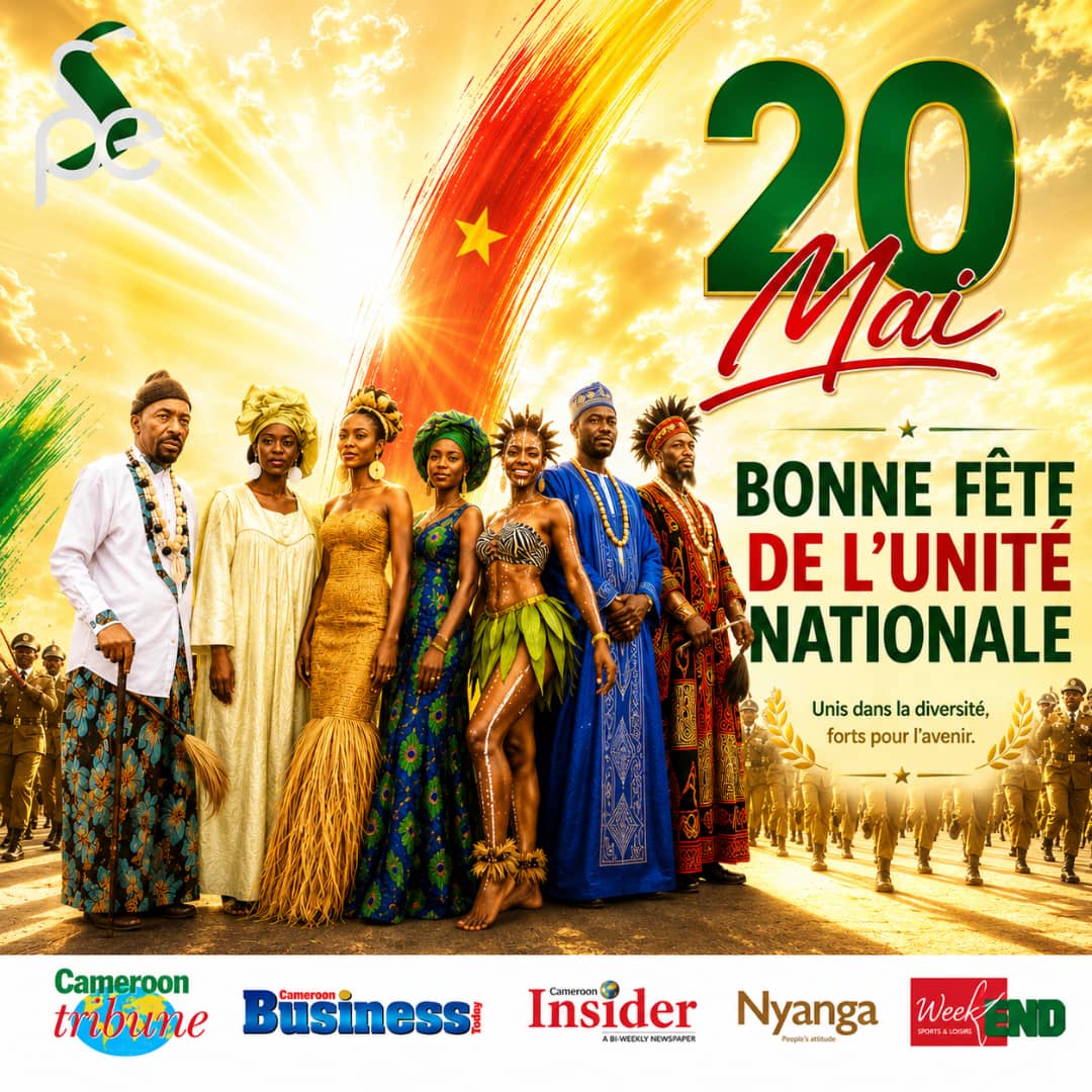 CamerounTribune's tweet photo. 🇨🇲 Chers abonnés, joyeuse Fête Nationale ! En ce jour spécial d'unité et de célébration, la Sopecam vous souhaite un excellent 20 Mai. Que la paix et la prospérité accompagnent chacun de vous !
#20Mai2026
#FêteDeLUnité
#Sopecam
#Cameroun
#UnitéNationale https://t.co/0u1XuA05Z7
