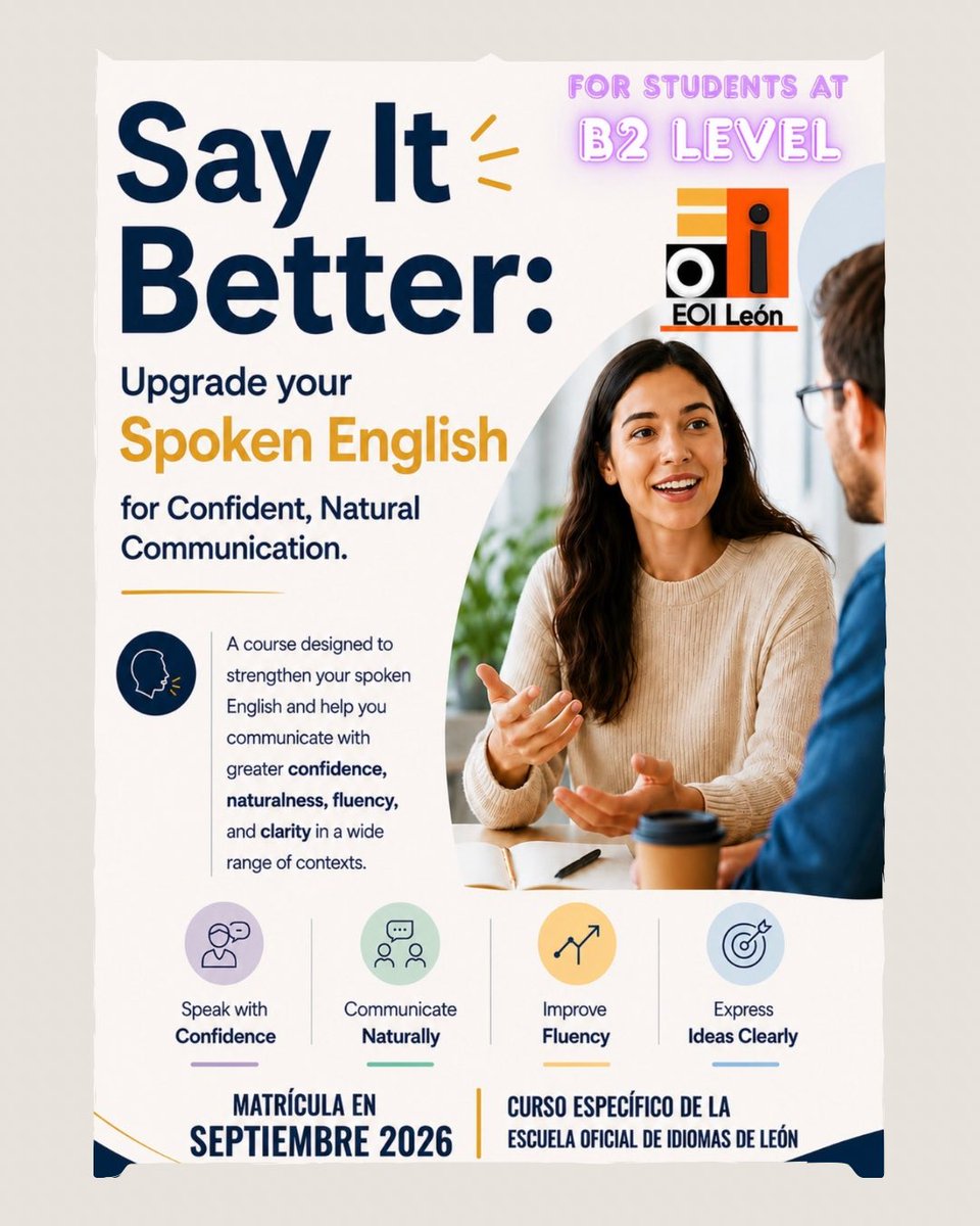eoi_leon's tweet photo. Nueva oferta educativa de cursos específicos en inglés. #eoi_leon https://t.co/BFW5YNwzGL