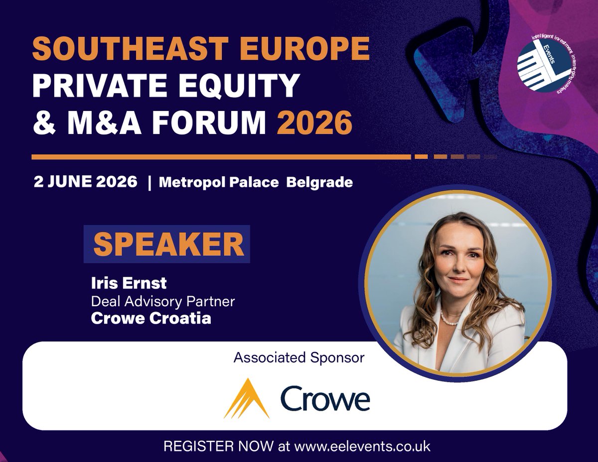 EEL_Events's tweet photo. Pleased to welcome a new sponsor to the 𝗦𝗘𝗘 𝗣𝗿𝗶𝘃𝗮𝘁𝗲 𝗘𝗾𝘂𝗶𝘁𝘆 &amp; 𝗠&amp;𝗔 𝗙𝗼𝗿𝘂𝗺 🤝

📅 2nd June 2026 · Metropol Palace, Belgrade

Register today:  https://t.co/VmBeCk6gBq https://t.co/EBNS19jRFE