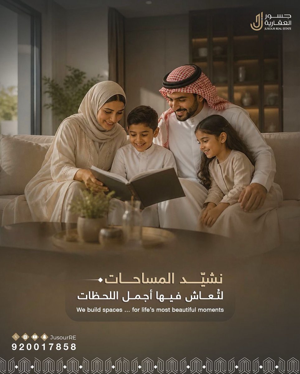 JusourRE's tweet photo. ليست مجرد مساحات…
بل تفاصيل تُصنع لتُعاش ✨

الرقم الموحد
920017858

#جسور_العقارية #تطوير_عقاري #سكن_عصري #جدة #المدينة_المنورة #جودة_الحياة #عقارات_السعودية https://t.co/E5wF3JURmL