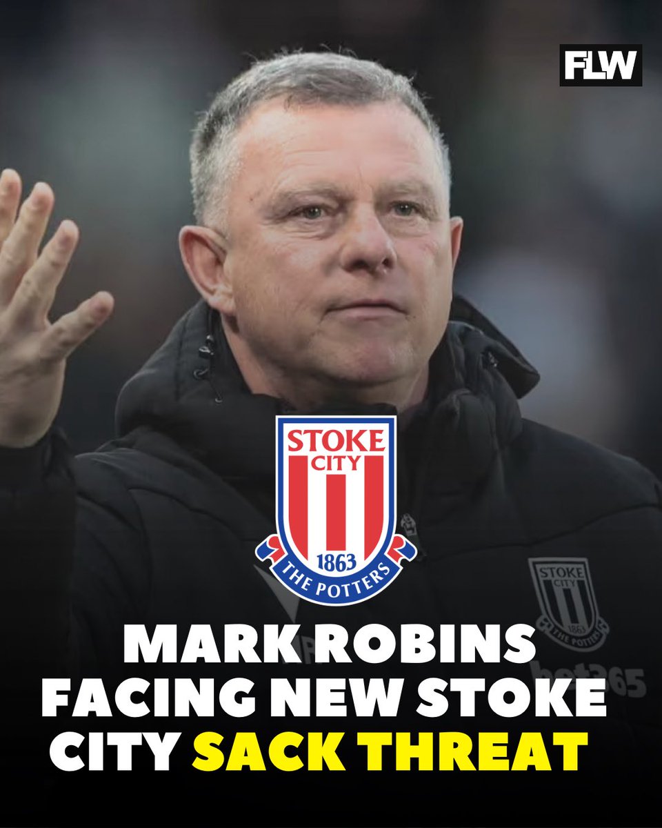 FootballLeagueW's tweet photo. 🚨 EXCLUSIVE 🚨 

Mark Robins’ future at Stoke City is now in DOUBT with the Potters eyeing up other candidates and considering dismissing the 56-year-old, Football League World understands 😳👀

Read more 👇🔗

#StokeCity #SCFC https://t.co/L6l15Yfa0B