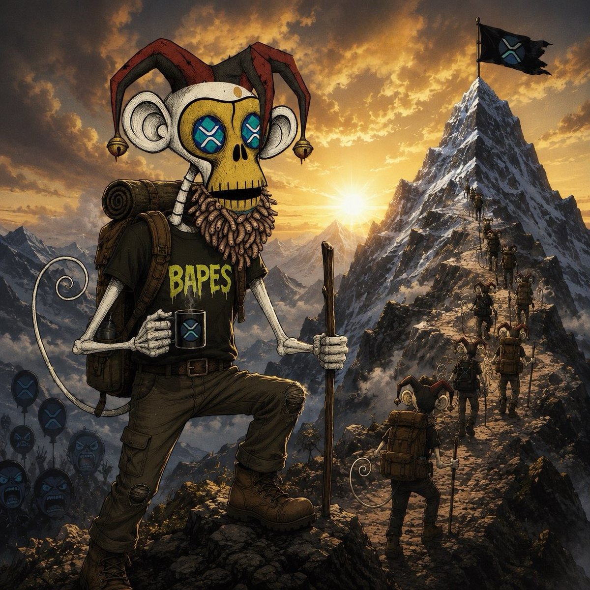 BASocietyXRP's tweet photo. GM and happy hump day. ☕️🦍

Another day to build.  
Another day to ignore the noise.  
Another day closer to proving them wrong.

The $BAPES don’t quit halfway up the mountain.

#BAPES #XRP #XRPL #XRPCommunity #Crypto #NFTCommunity #Web3 #DiamondHands https://t.co/nMhuEv42kq
