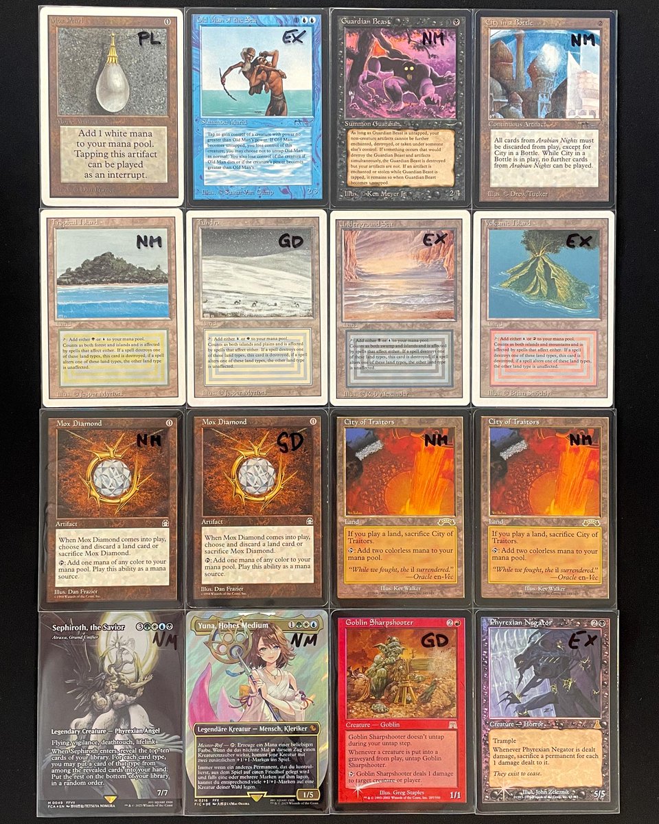 ThreeForOne_'s tweet photo. This week is stacked: Unlimited Mox Pearl, Beta BGS 9 slabs, and vintage spice from Arabian Nights + Antiquities 💎 Then we have Premodern staples like Mox Diamond + City of Traitors, and a huge Dual Land lineup 🤩

👉 https://t.co/qQ6pTAhOXp

#magicthegathering https://t.co/tZmTjj5lwV