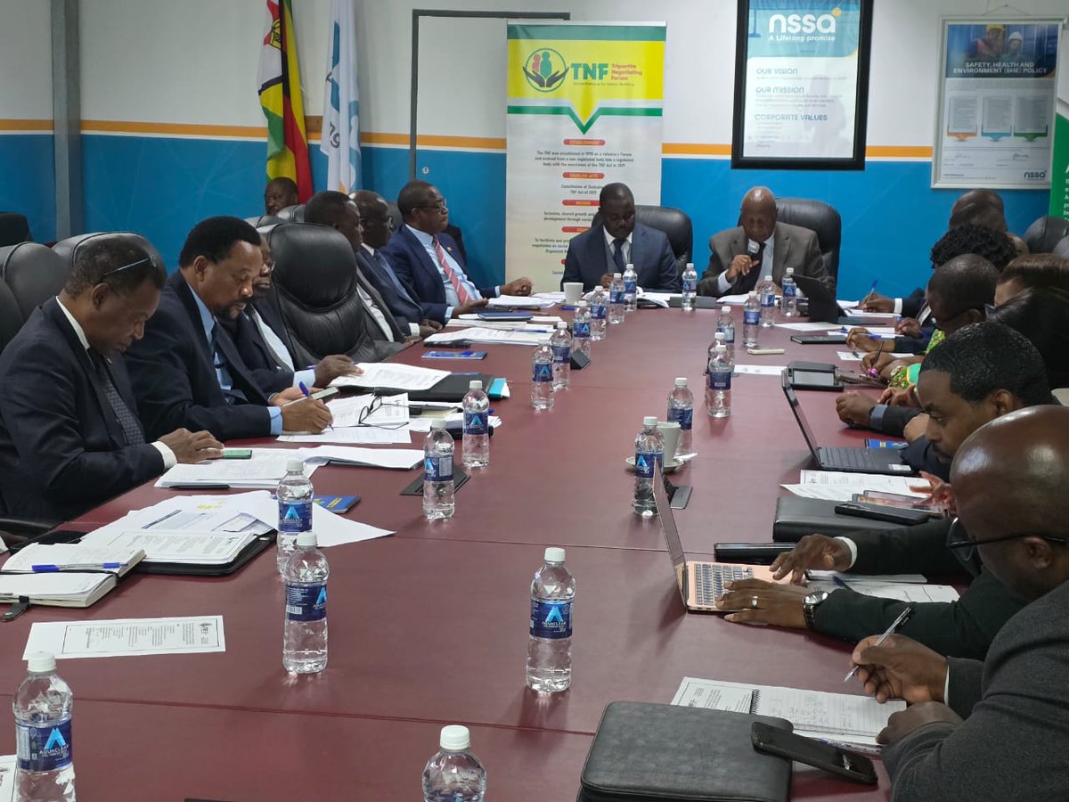 MthuliNcube01's tweet photo. This morning, I am attending the 1st main TNF meeting at the NSSA building. The purpose of this meeting is to discuss and adopt the draft Social Contract, which is a product of the three partners: Government, Business, and Labour. https://t.co/ceu17JjGES