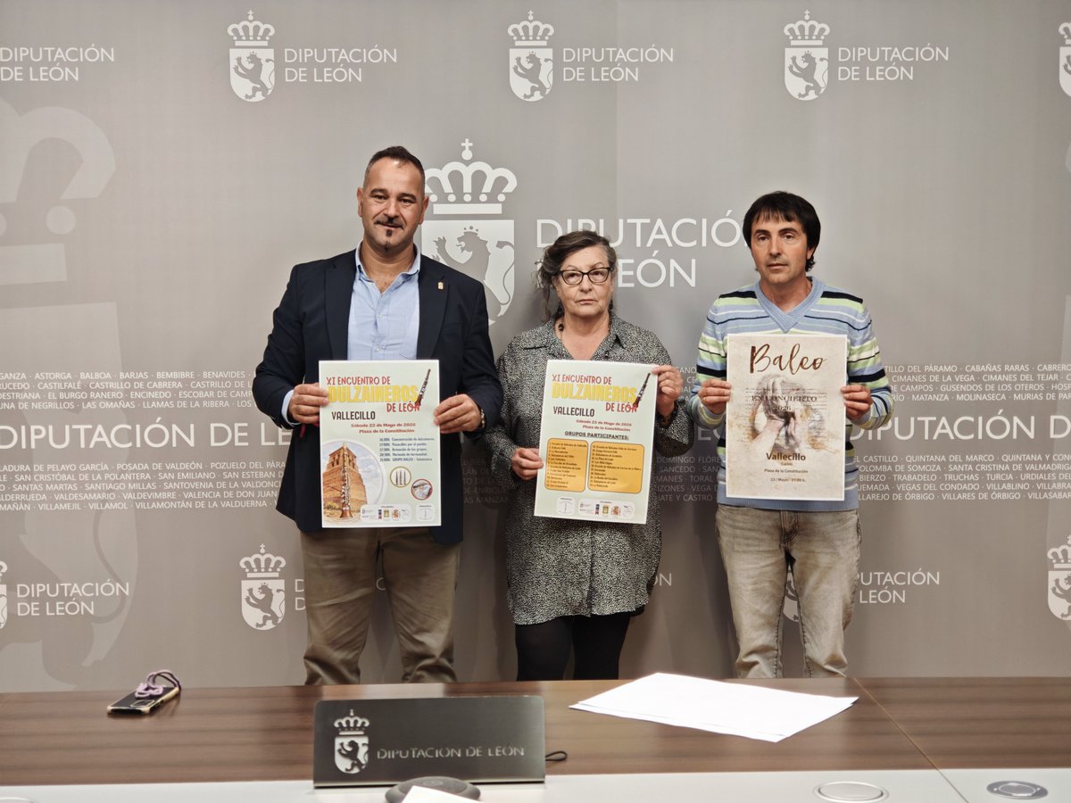 upldipuleon's tweet photo. El diputado de Cultura, Arte y Patrimonio, Emilio Martínez, asistió junto a la alcaldesa de Vallecillo, María Luisa Mérida, y al organizador Javier Lagartos, a la presentación del XI Encuentro de Dulzaineros de León, que se celebrará este sábado 23 de mayo en Vallecillo. https://t.co/0Lqed123Ob