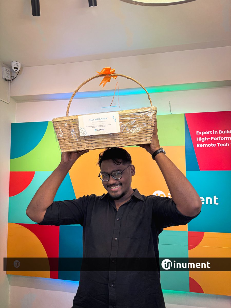 inument's tweet photo. Behind every late-night deployment and brilliant line of code, there are real people making it happen.
This Eid, we shared gift hampers with our Inument team a gesture of appreciation. 
Wishing everyone a joyful, peaceful, and blessed Eid ul Adha. Eid Mubarak from Inument. https://t.co/qylpnqqhve