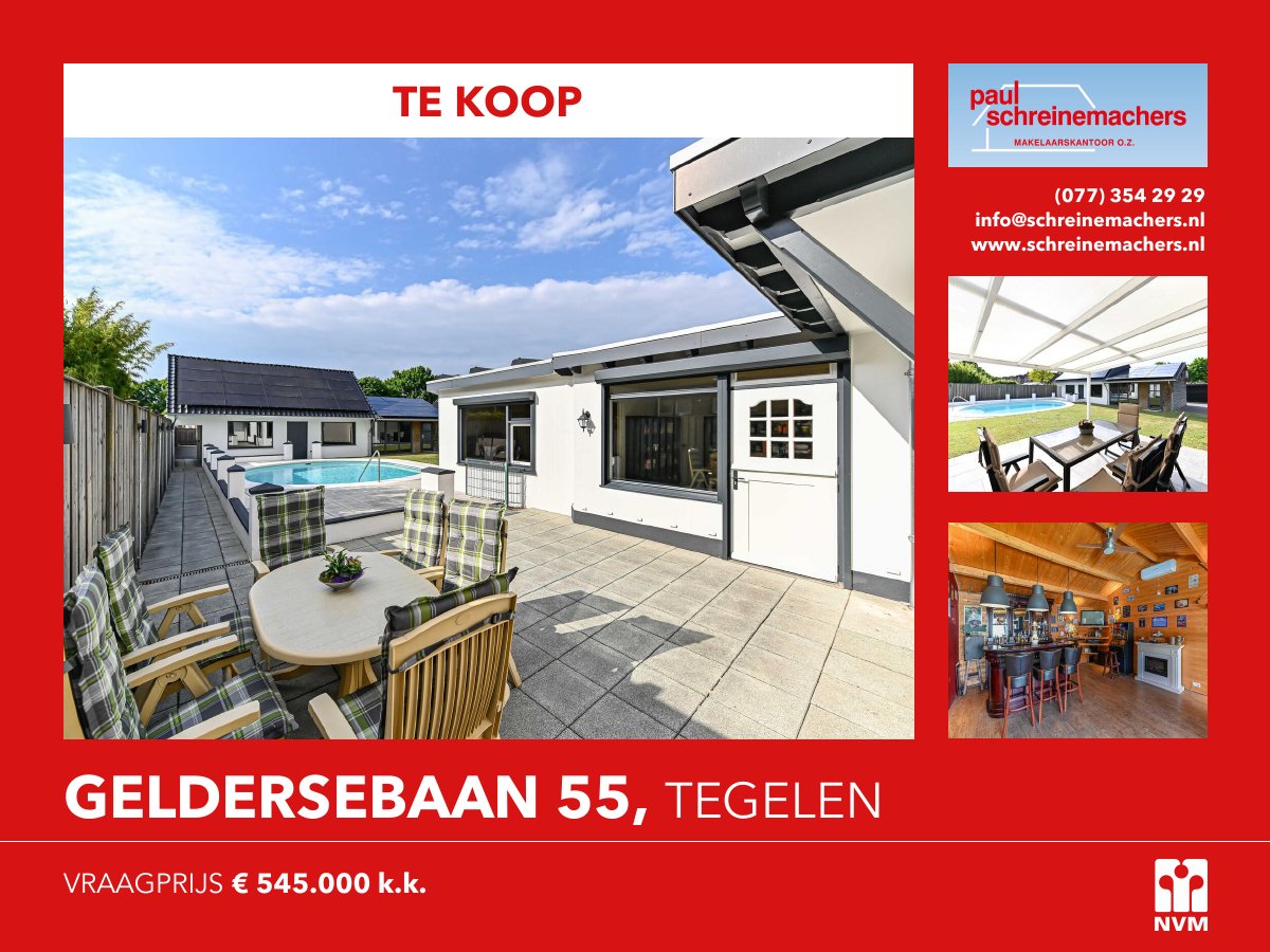 makelaarvenlo's tweet photo. ❗NIEUW IN DE VERKOOP❗
Geldersebaan 55, Tegelen
Vraagprijs €545.000 k.k.

Twee onder een kapwoning (energielabel A en 56 zonnepanelen) met oprit, ruime tuin voorzien van zwembad, overdekt terras en vrije achterom. 

https://t.co/1eWNHDkEjX

#tegelen #tekoop https://t.co/NsccYyND32