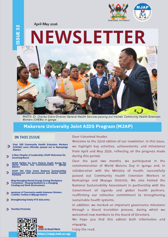 MJAPUg's tweet photo. We are pleased to present our end-of-May-April newsletter, featuring insightful articles and stories we hope you will find it valuable. 
Read more: https://t.co/853IGwWlGc
@Makerere

@MinofHealthUG https://t.co/NzjEBWU2YL