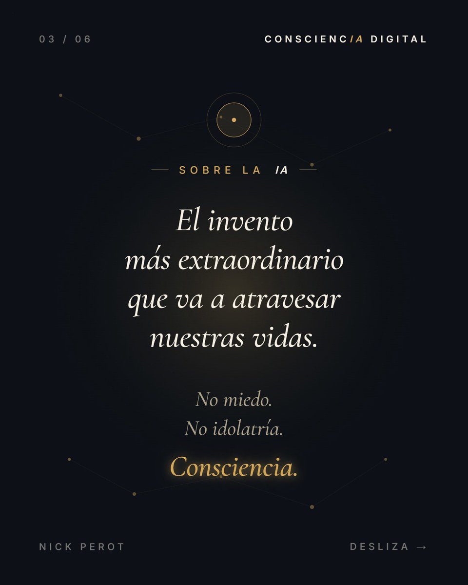 nickperot's tweet photo. Hay una sensación que muchos compartimos sin decirla en voz alta.

La de estar viviendo algo enorme sin terminar de entenderlo. 

De ver cómo el mundo cambia más rápido de lo que podemos pensar. 

De sospechar que, en medio de tanta abundancia, se nos puede estar escapando algo importante.

Esa sensación es el origen de ConsciencIA Digital.

La pregunta más importante de nuestra época no es qué puede hacer la tecnología. 

Es qué clase de personas queremos ser dentro de ella.

La IA es el invento más extraordinario que va a atravesar nuestras vidas. Merece la mirada que se le debe a lo extraordinario.

Ni miedo. Ni idolatría. Consciencia.

Una comunidad de reflexión, aprendizaje y debate sobre IA, tecnología y vida cotidiana. 

Para personas, docentes, profesionales, organizaciones e instituciones que quieren adoptar herramientas digitales con criterio, responsabilidad y sentido humano.

Esta época es demasiado grande para atravesarla en solitario.

Si algo de esto te resonó, ya sos parte 👇🏻

🔗 https://t.co/K0o5YPrS00