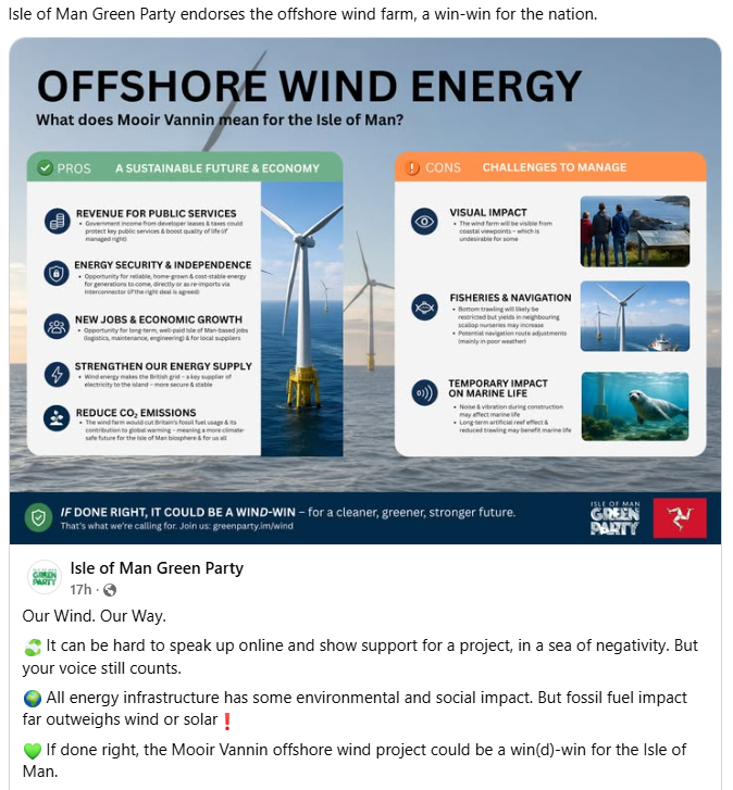 IOM Green Party endorses offshore wind farm @tynwaldlive #isleofman