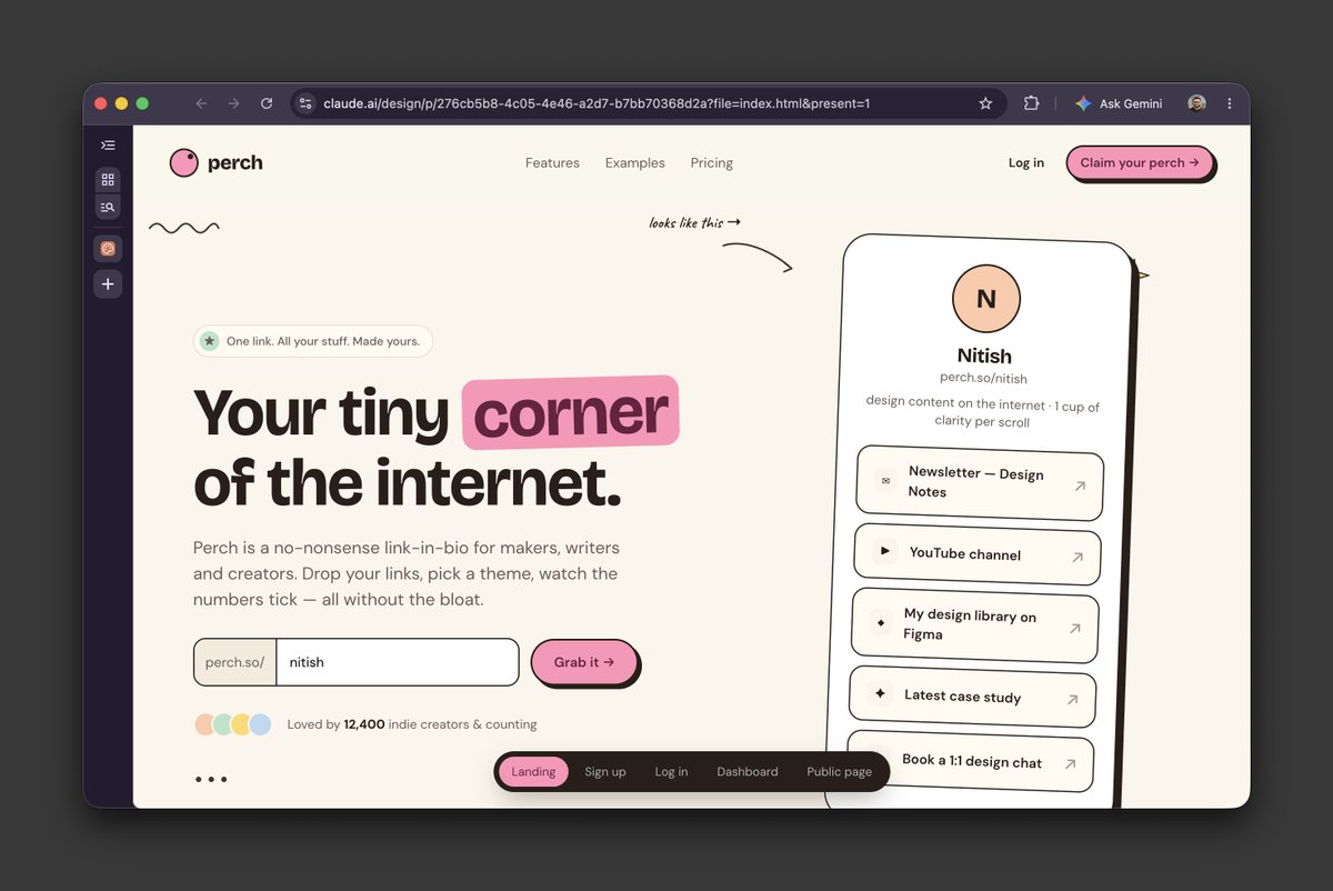 AmanVirk1's tweet photo. Claude Design is freaking good. 

Creating an example app to dog-food Flow and just look at this beauty 💅 https://t.co/JQAJIfO57Y