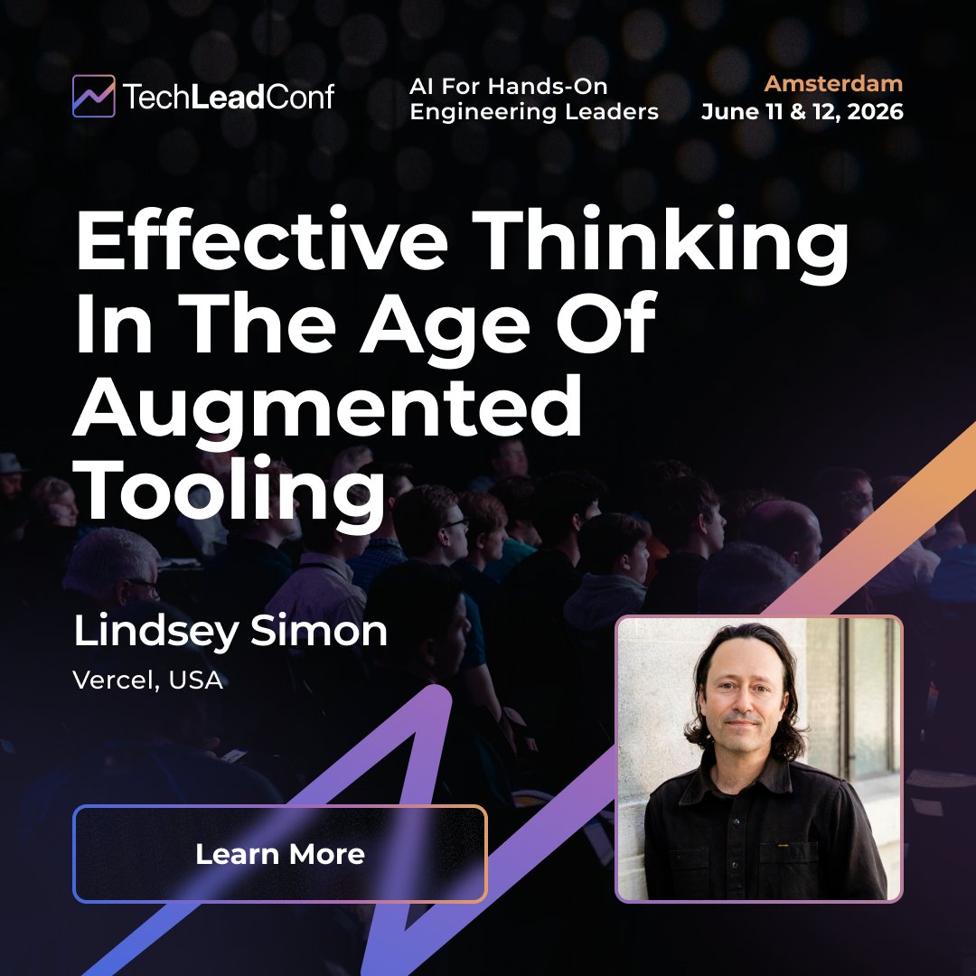 TheTechLeadConf's tweet photo. 🧠 The best AI collaborators aren't the best prompters — they're the clearest thinkers.

At TechLead Conference, @elsigh shares how generalist thinking skills &amp; Vercel's real AI rollout make the difference! https://t.co/ozCFJrIRsc