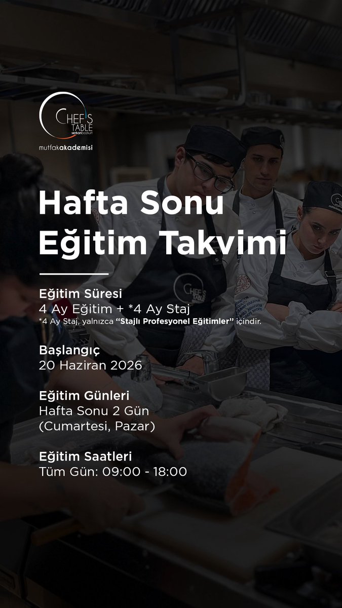ChefsTableMutAk's tweet photo. Profesyonel Aşçılık Eğitimi
Sınırlı Orandaki Haziran Dönemi Avantajlı Kayıt Kontenjanlarını Kaçırma!
Kayıt Ol, Ödemeye Haziran'da Başla!

☎️ 0212 258 8886
🔗 https://t.co/YhQrw8LTYS
📍 Maslak / İstanbul

#chefstablemutfakakademisi #profesyoneleğitimler #wacs #amforht https://t.co/crfzrJzi4V
