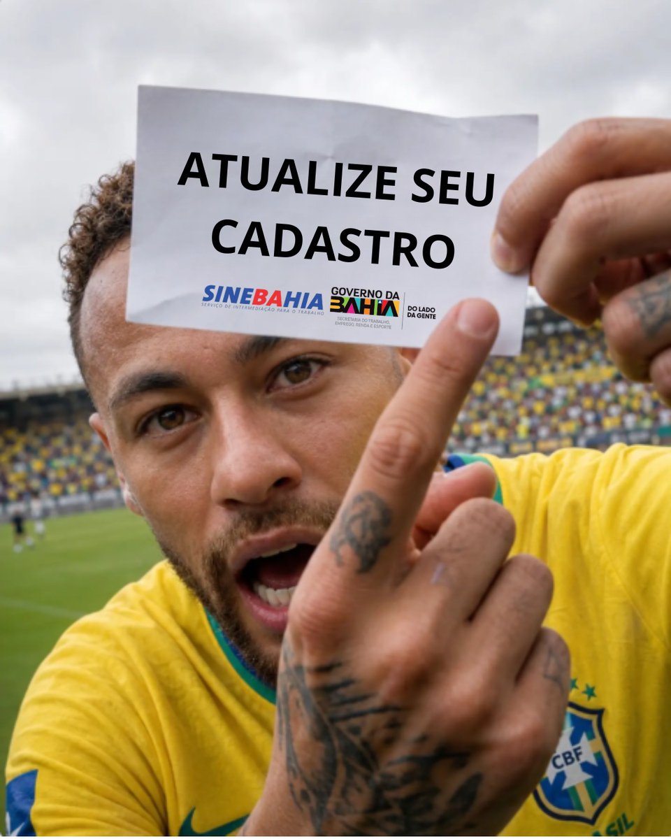 SineBahia's tweet photo. ⚽ Não fique de fora dessa, o menino Ney já deu o recado!

Corre pra Unidade da Rede SineBahia mais próxima e atualize seus dados para não perder nenhuma oportunidade. 💼✨

#Neymar #copadomundo #brasil #sinebahia #vagasdeemprego https://t.co/0NTOT1U2JS