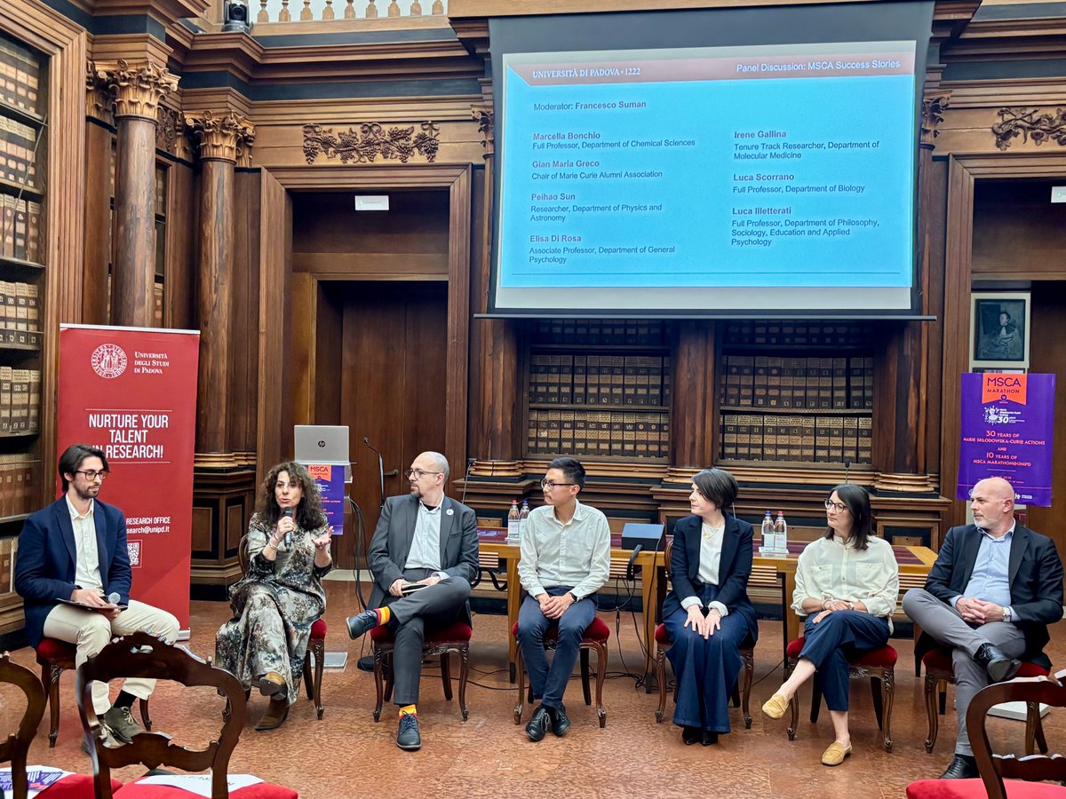 UniPD_Research's tweet photo. Yesterday @UniPadova celebrated two big milestones:

🎖️30 years of MSC Actions
🎖️10 years of MSCA MaRaThoN@Unipd

A moment to reflect on the incredible journey of research excellence and to recognise our Depts, Supervisors &amp; Fellows who made MSCA@Unipd a success story. Thank you! https://t.co/v4nAUdeWtP