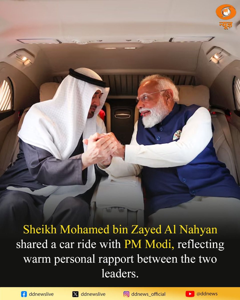 DDNewslive's tweet photo. In Italy, PM Modi and Italian Prime Minister Giorgia Meloni were seen sharing a warm car ride through Rome, showcasing the strong personal rapport between the two leaders. 

The informal interaction comes ahead of key bilateral discussions aimed at further strengthening India-Italy ties.

A hallmark of PM Modi’s distinctive diplomatic style.

#PMModiInItaly #PMModi #IndiaItalyTies #CarDiplomacy #IndiaItaly 

@PMOIndia @narendramodi @GiorgiaMeloni @MEAIndia @DrSJaishankar @PIB_India @MIB_India