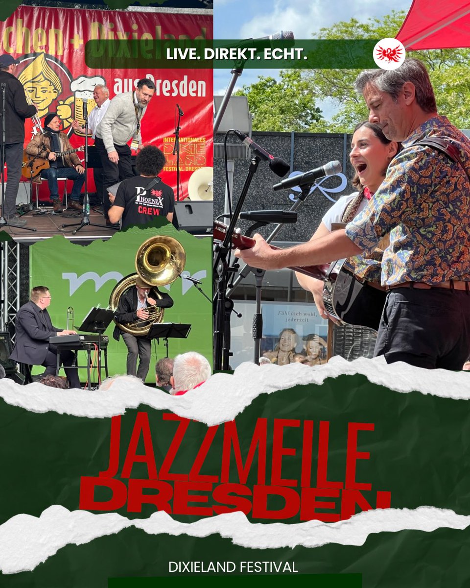 PhoenixGmbH's tweet photo. Wenn Dresden zur Bühne wird.
Vier Bühnen, Live-Musik und tausende Besucher bei der Jazzmeile 2026 im Rahmen des Dresdner Dixieland-Festivals.
Wir durften die tontechnische Umsetzung begleiten.

#DixielandFestival #Jazzmeile #Eventtechnik #LiveMusik #Dresden https://t.co/90wv78LWbS