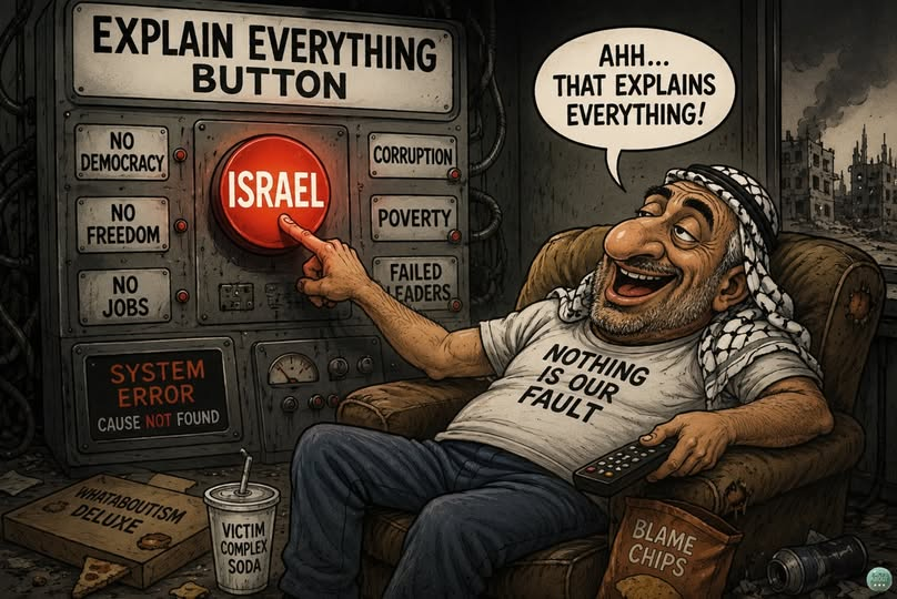 LinaTruthSeeker's tweet photo. OK, serious question:

If Zionism disappeared tomorrow, would corruption disappear with it?
Would crime disappear?
Would dictators suddenly become honest?
Would broken economies magically recover?

I don’t think so.

Yet somehow, for millions of people, “Zionism” has become the universal explanation for every failure.

No free speech? “Israel.”
No safety? “Israel.”
No accountability? “Israel.”
No future? “Israel.”

At some point, anti-Zionism stops being political analysis and becomes an escape from responsibility.

Because once a society is taught that all suffering comes from one external enemy, people stop demanding reform from the people actually ruling them.

And that’s the trap.
The cruel irony is that the obsession itself becomes part of the collapse.