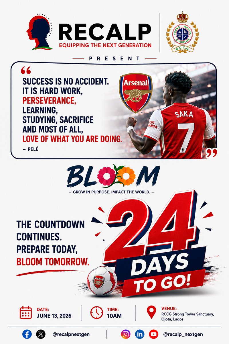recalpnextgen's tweet photo. 🔥 24 DAYS TO GO! 🔥

Persistence is the bridge between dreams and reality.
No matter the challenges, keep showing up, keep learning, and keep growing, because greatness belongs to those who refuse to give up.

🌸 BLOOM — Grow in Purpose. Impact the World. https://t.co/k3829JelKS