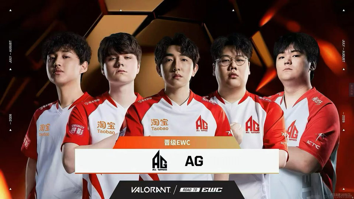 AGGlobalEsports's tweet photo. We punched our ticket. AG is heading to EWC! 🔥 

Our Valorant journey doesn’t stop here. See you at the @EWC_EN ! 🏆 

#AllGamers #VALORANT #RoadToEWC https://t.co/CEwPgS0oNj